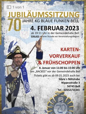 70. Jubiläums Sitzung der KG Blaue Funken Bell: 04.02.2023