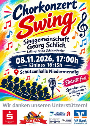 Chorkonzert Swing  Singgemeinschaft Georg Schlich am 08.11.2026