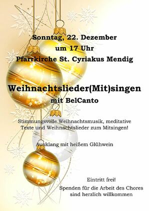 Weihnachtslieder(Mit)singen mit BelCanto